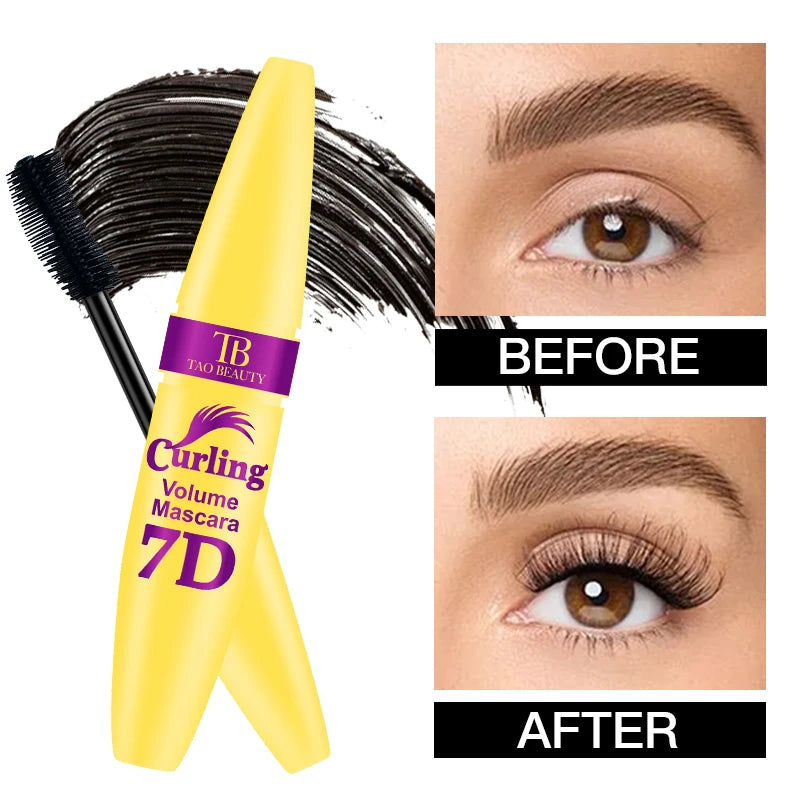Black Waterproof 7D Mascara Thick Smudge-proof Encrypted Lengthening Curling Eye Lashes Styling Makeup Tools Female Eye Cosmetic