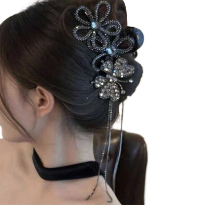 Women's Party Hair Accessories Luxury Super Sparkling Sunflower Butterfly Tassel Hair Clip Elegant Shark Hair Claws New Headwear