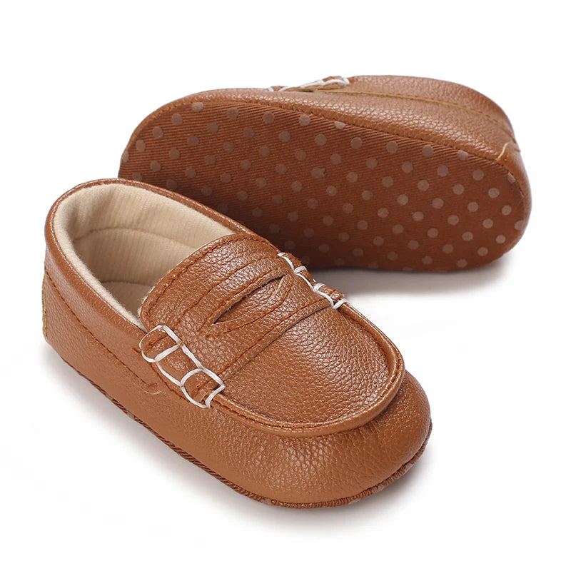 Autumn and Spring Brown Baby Sneakers for Boys 0-12 Months First Walking Shoes