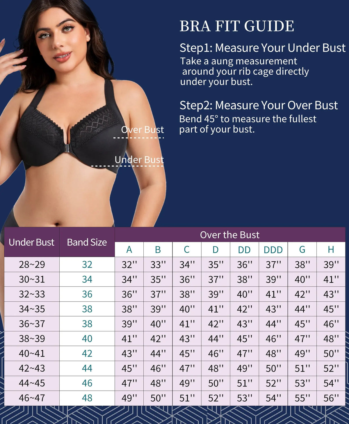 Front Closure Unlined Underwire Racerback Bra Full Coverage plus Size Comfortable Supportive Women's Bra 7850