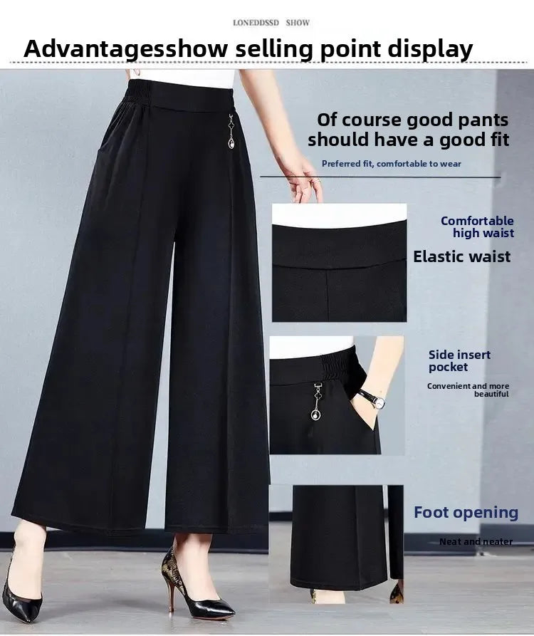High Waist Wide Leg Pants Mom Style Loose Fit Nine-Tenths Slimming Female Fashionable Long Trousers from Mainland China