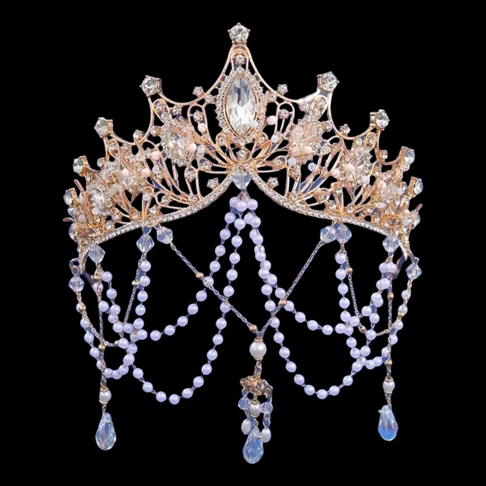 Gold Crystal Tiaras And Crowns Headband Rhinestone Prom Diadem Crown Bridal Wedding Hair Accessories Jewelry Crown Tiara Gift