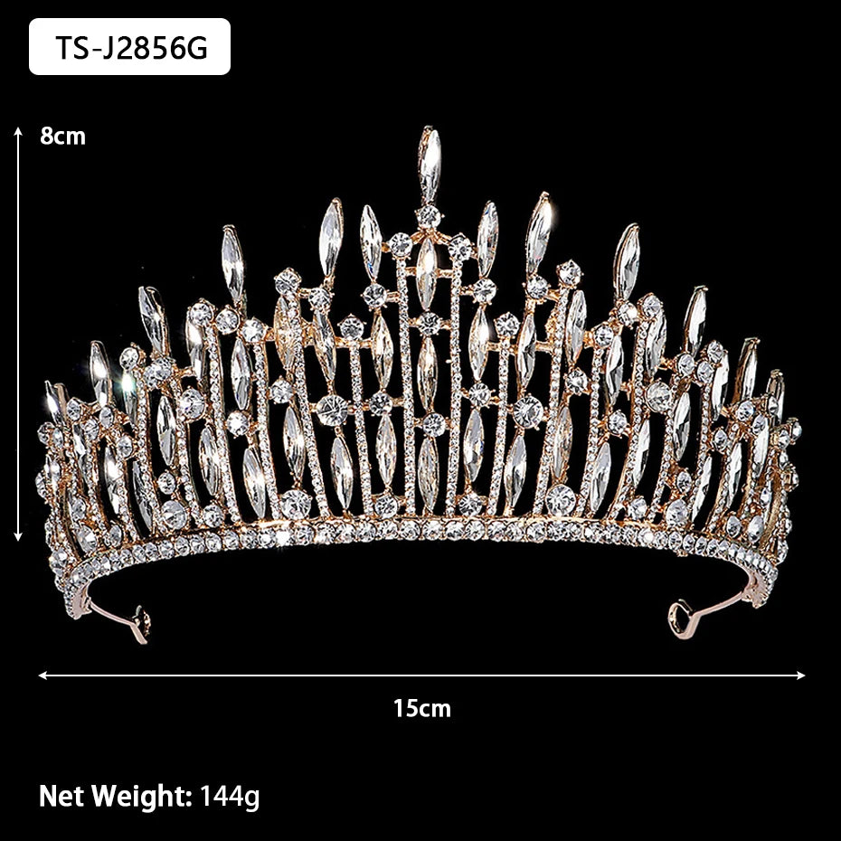 Efily Gold Color Wedding Tiaras and Crowns for Pearl Rhinestone Headband Bride Headpiece Jewelry