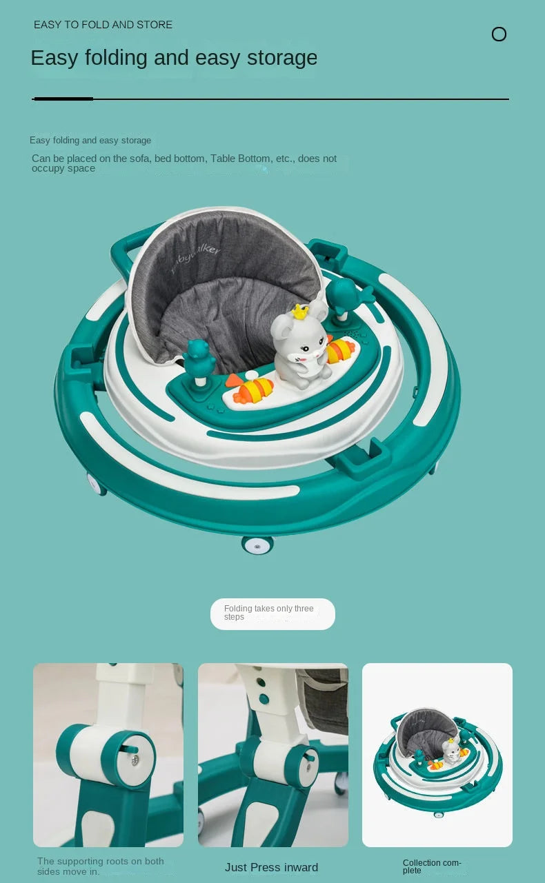 Lazychild Baby Walker 8-gear Adjustable Multi-function Anti-O-leg Anti-rollover Folding Baby Starting Car 5-18 Months Hot New