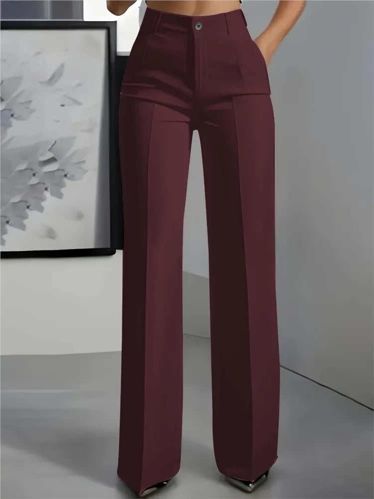 Lady Suit Pants Fashion Solid High Waist Straight Long Pants For Women Elegant Office Women's Clothing Autumn Winter Clothes New