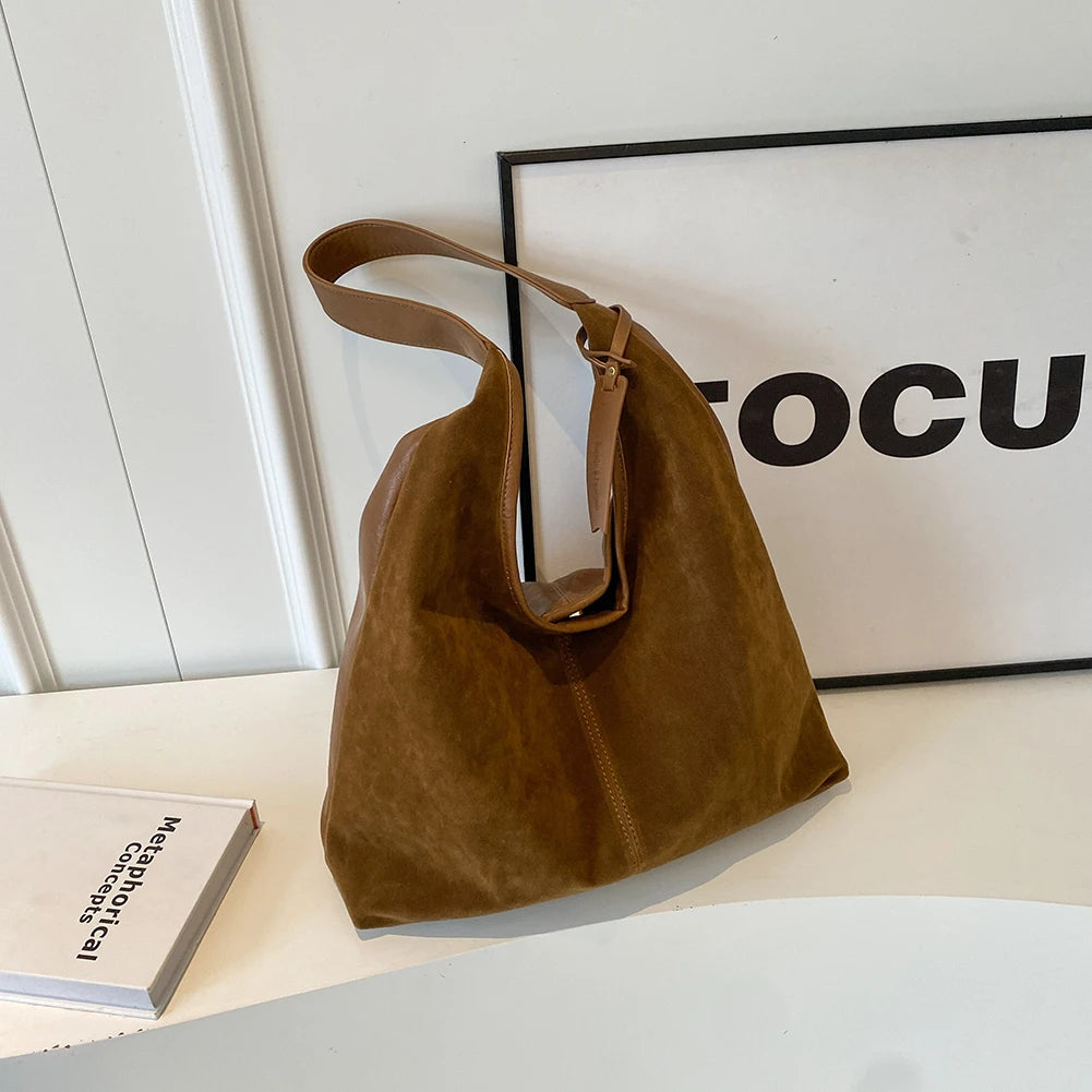 Women's Vintage Shoulder Tote Bag with large capacity, premium PU leather, zipper closure, and elegant everyday design