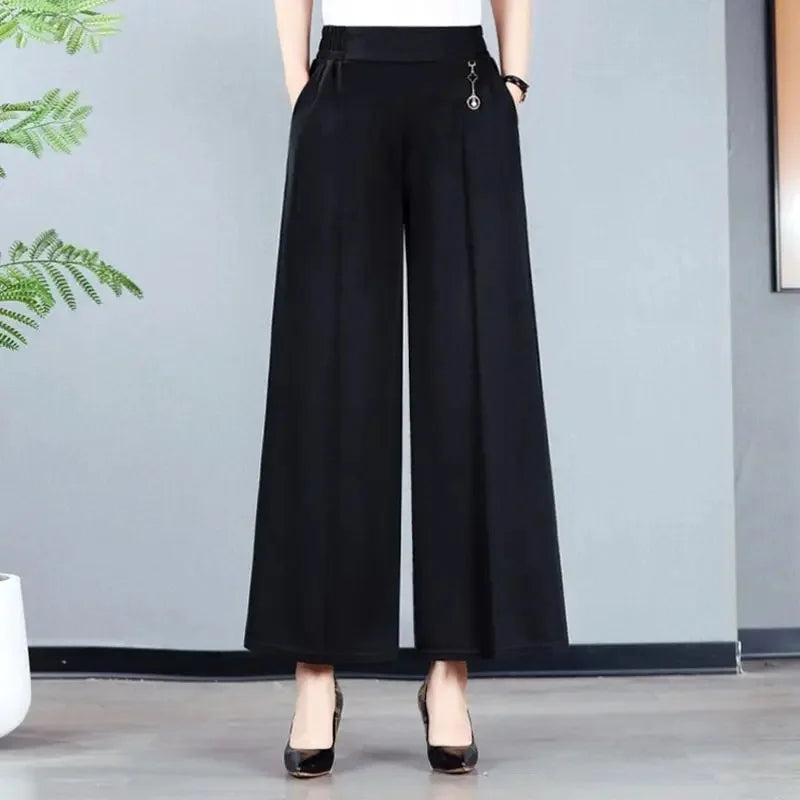 High Waist Wide Leg Pants Mom Style Loose Fit Nine-Tenths Slimming Female Fashionable Long Trousers from Mainland China