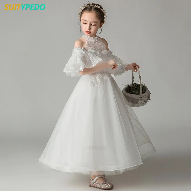Latest Prom Dresses For Girls Luxury Halter Flower Girls Dress For Wedding Birthday Party  Pagent Gown For Formal Occasions