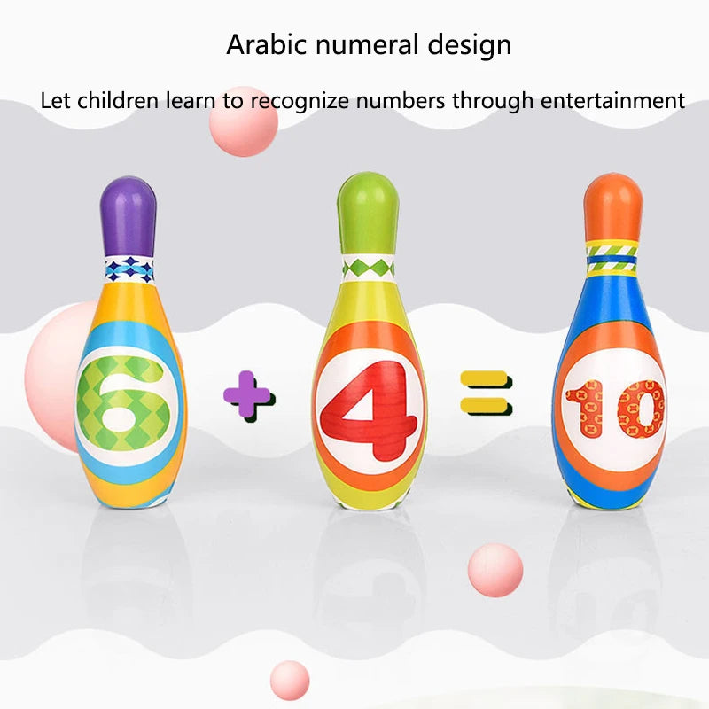 Child Bowling Toys Sets Toddlers Fun Educational Games Safe Soft PU Cotton Bowling Pins And Balls Kids Outdoor Indoor Sports