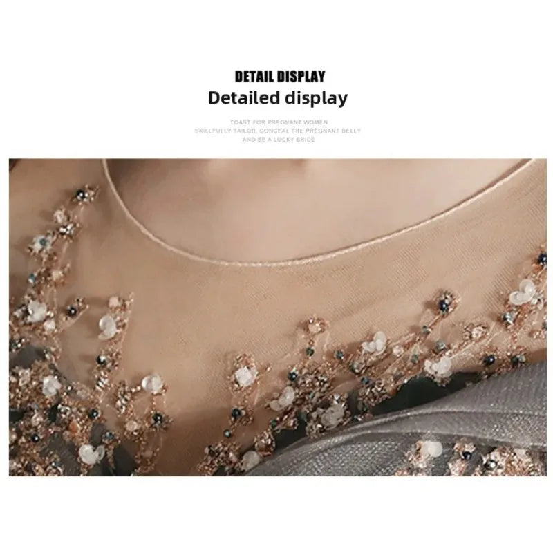 Banquet Evening Dress Dress Female  New Style Temperament Company Annual Meeting Birthday Glitter Host Art Exam Tail Dress