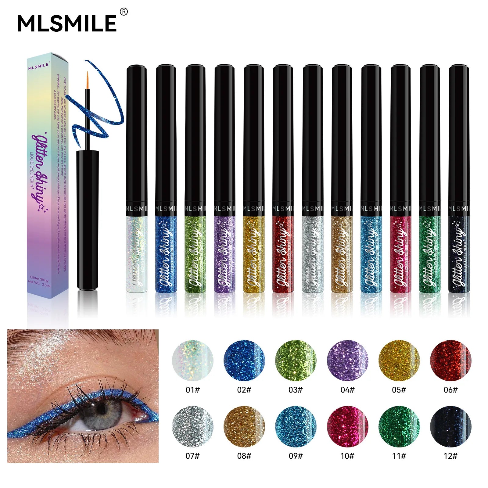 Colors Liquid Eyeliner Set Glitter Eye liner Pen Eye Makeup Quick Dry Eyeshadow Long lasting No Blooming Beauty Cosmetics
