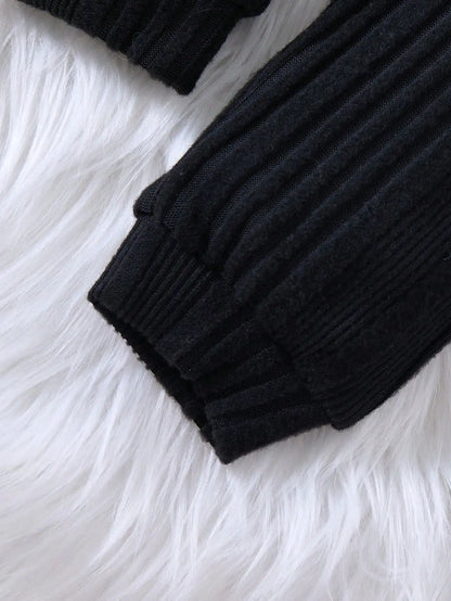 BOYS AND GIRLS FASHION TREND THREE COLOR LONG SLEEVED TOP ROUND NECK SWEATER PANTS 2-PIECE SET