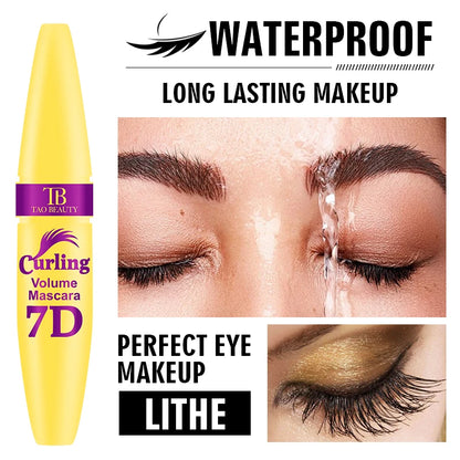 Black Waterproof 7D Mascara Thick Smudge-proof Encrypted Lengthening Curling Eye Lashes Styling Makeup Tools Female Eye Cosmetic