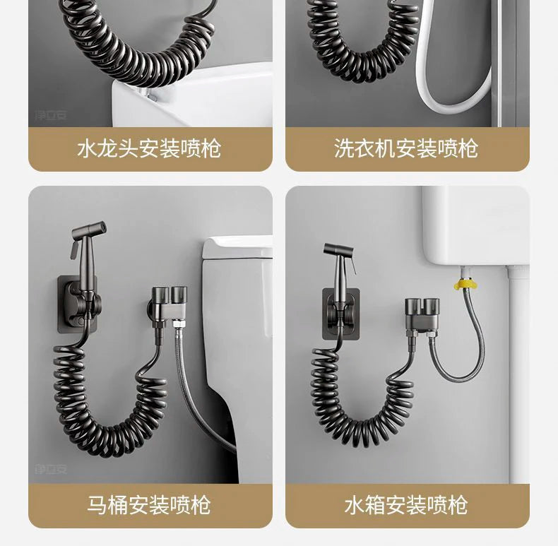 Handheld Toilet Bidet Faucet Sprayer Stainless Steel Bathroom Bidet Spraye Set Hand Sprayer Shower Head Self Cleaning No Punch