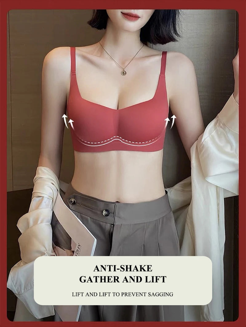 Wireless Push Up Bra for Women Soft Comfortable Anti-Sagging Upper  Support Gathering Lingerie Small Breasts ABC Cup Underwear