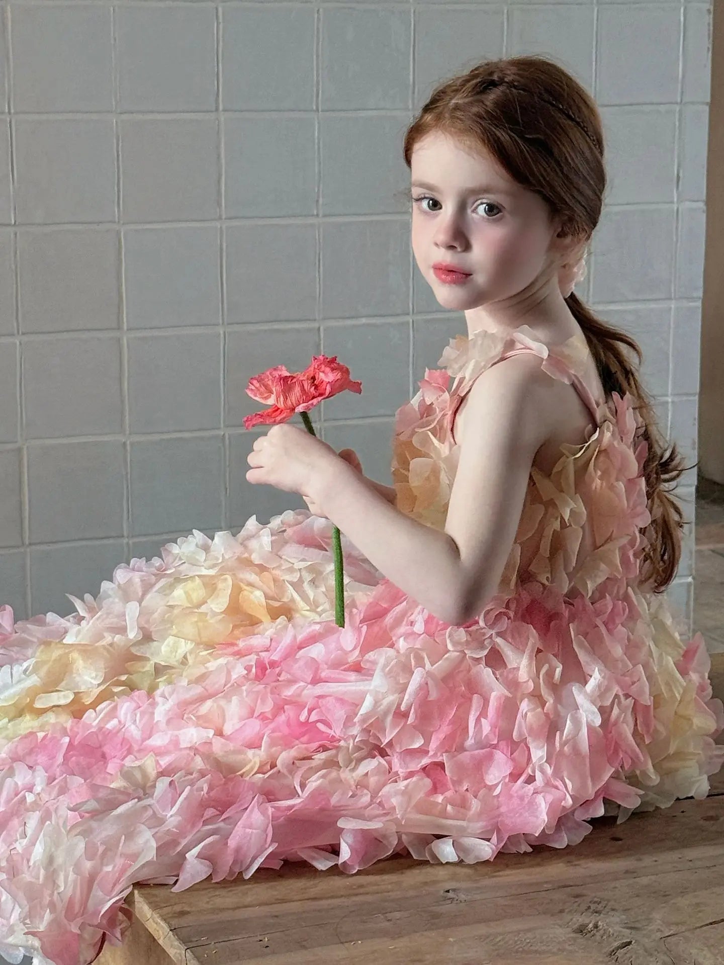 Children Heavy Industry Flower Dress Girls Birthday Banquet Princess Dress Children High End Performance Dress