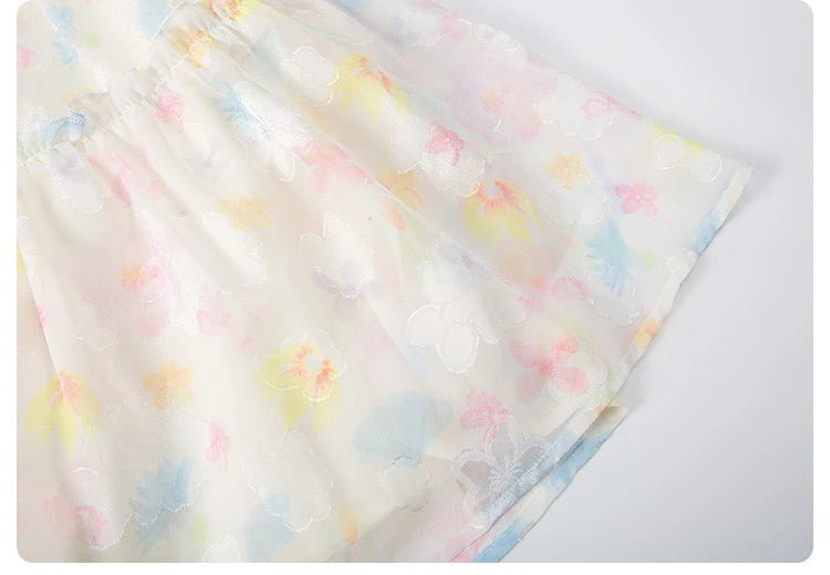 Summer girl's dress new style children's Western style floral chiffon princess dress printed baby's park play skirt