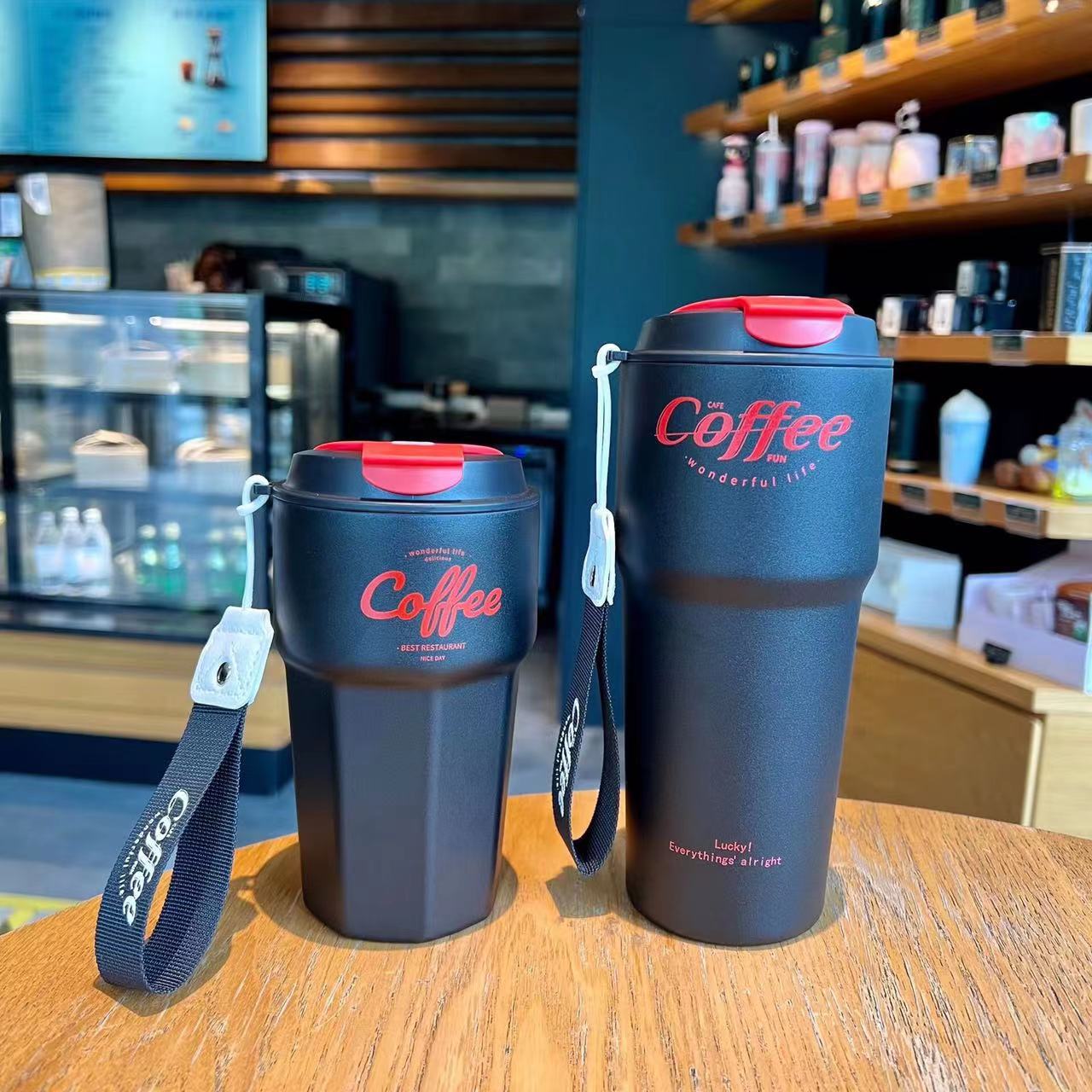 Portable Double Stainless Steel Coffee Mug Leak-Proof Thermos Travel Thermal Vacuum Flask Car Insulated Water Bottle 420ml/620ml (Available)