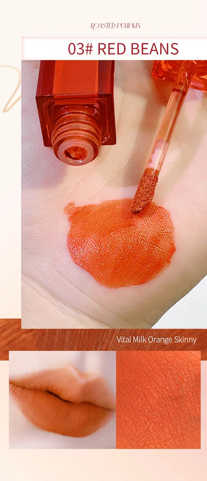 PEACHWHO Ruby Velvet Foggy Lip Glaze Matte Lip Stain Moisturizing Longlasting Waterproof Natural Smooth Silky Lipstick Cosmetics