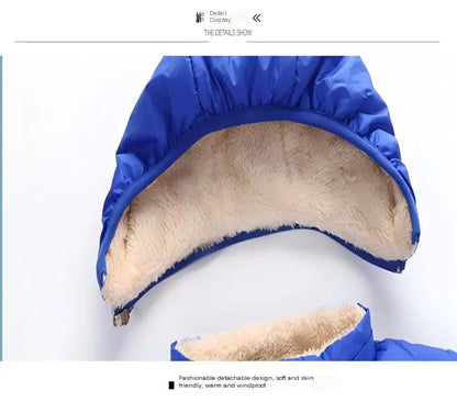 Winter Boy's Warm down Parka Fleece Lined Windbreaker Hooded Coat Kids Cotton Thicken Thermal Padded Fashion Outerwear