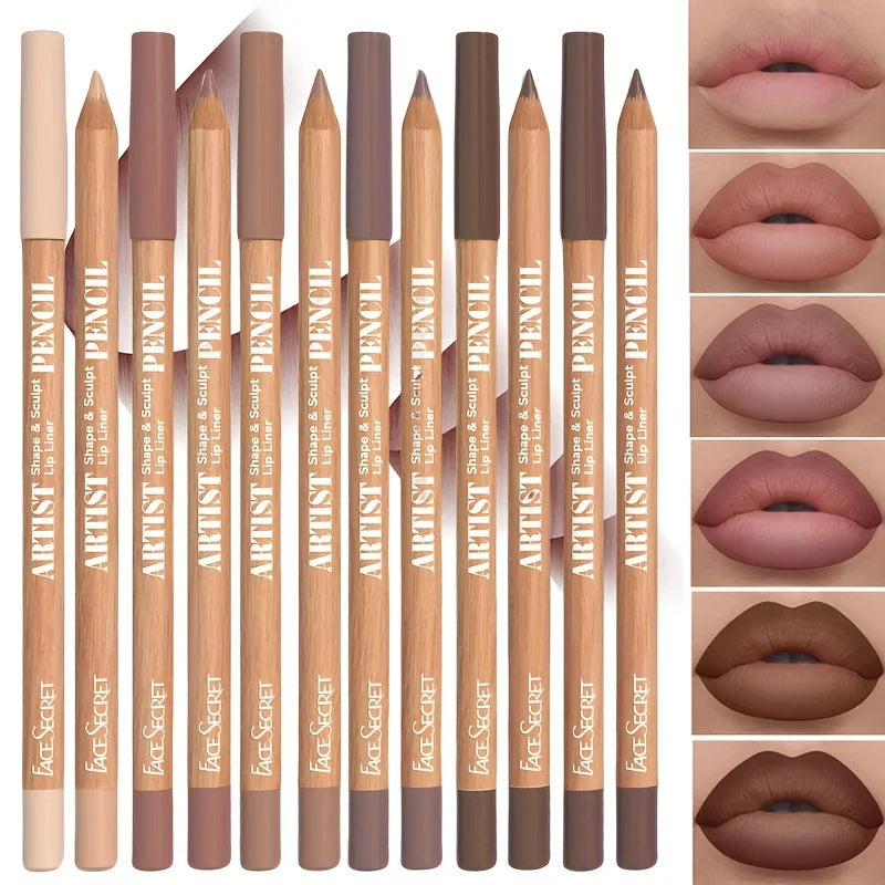Velvet Matte Lip Liner Set - Long-Lasting Versatile Shades Longlasting Lip Makeup Berry, Brown, Pink Lip Pencil