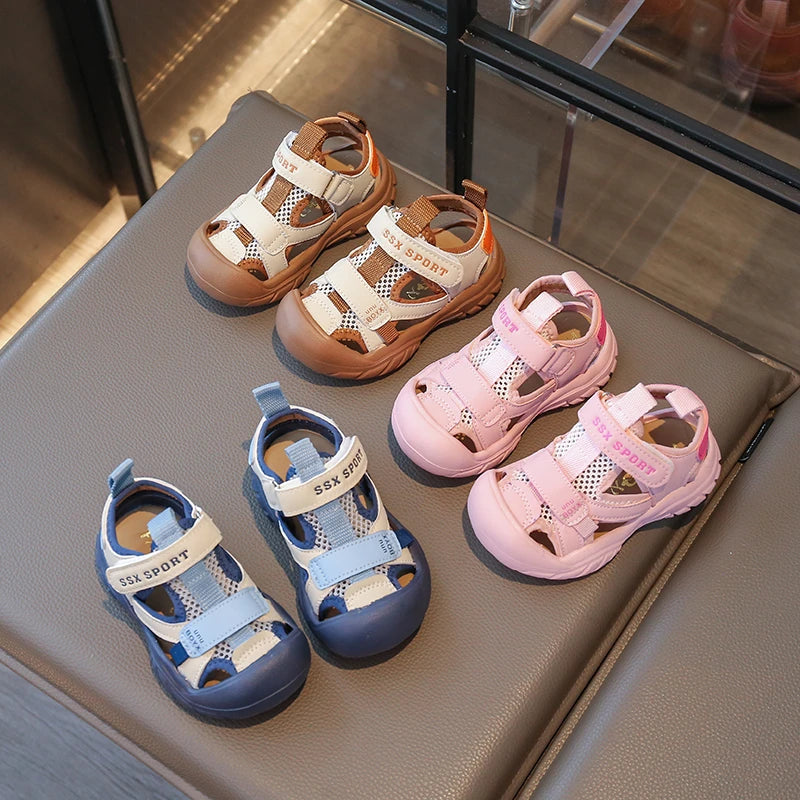 New Children's Sandals Soft Bottom Head Protection Boys and Girls Baby Walking Shoes Korean Style
