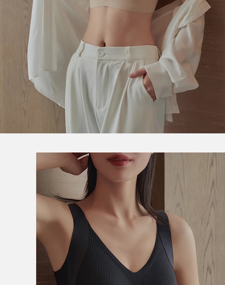 Women's Seamless Underwear Thin with Removable Pads Comfortable Wireless Adjustable Bra Tops Pull-up Anti-sagging Bra