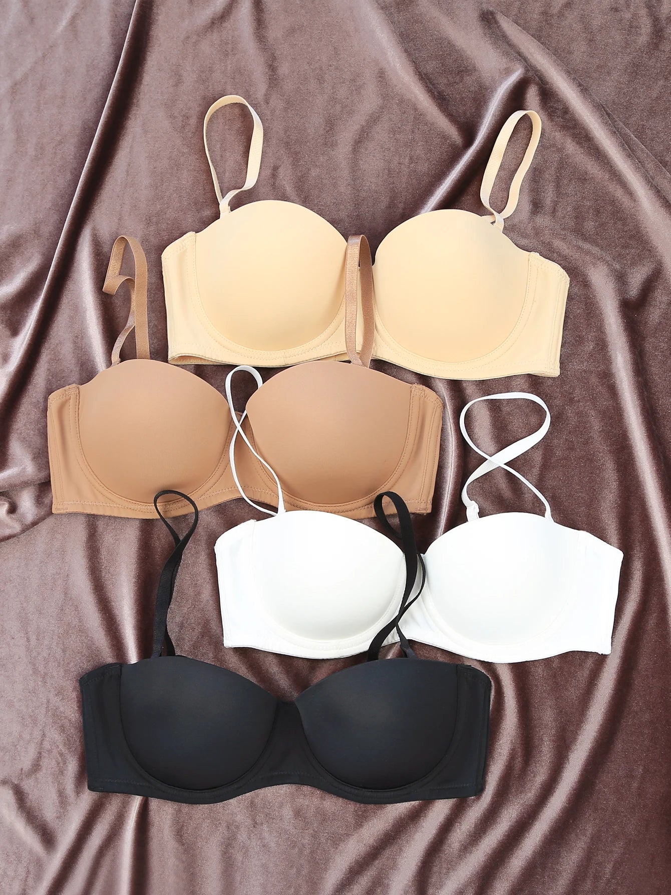 Strapless Seamless Bra 1/2 Cup Women's Underwear Fashion Invisible Bra Multiple Wearing Methods Detachable Shoulder Straps Under