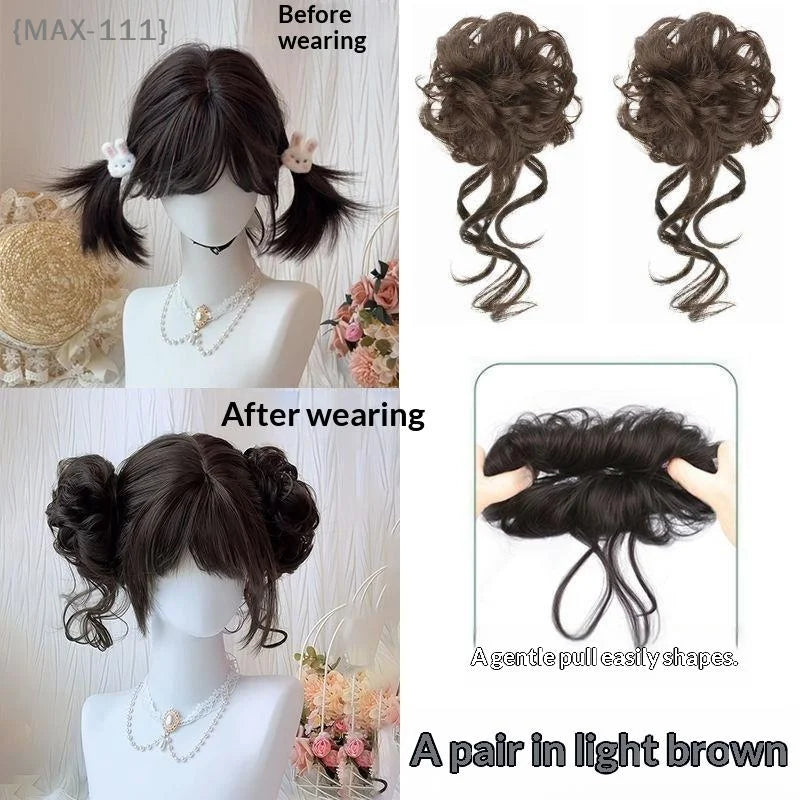 Messy Bun Hair Piece Tousled Updo With Tendrils Hair Bun Extensions Wavy Curly Hair For Women