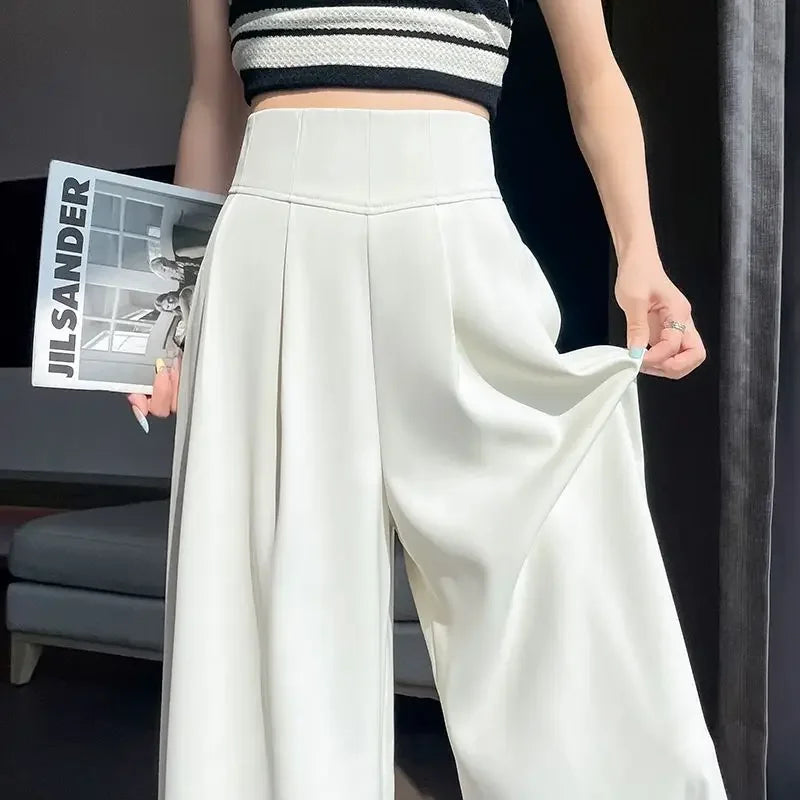 High Waist Wide Leg Straight Cut Casual Loose Long Pants Women's Suit Pants Spring Summer New Arrival Floor Length Trousers