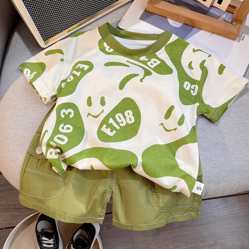Summer Fashion Baby Boy Clothes Sets T-shirt  Toddler Casual Clothing Suits Children Kids Boys Outfits Suit