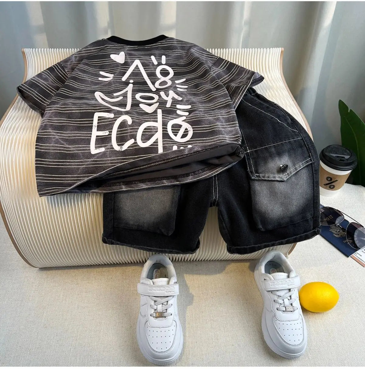 Hot Sale Fashion Baby Boy Suit Summer Clothes Short Sleeve T-shirt Short Jeans 2 Piece Set Kids Outfit  Children's Costume