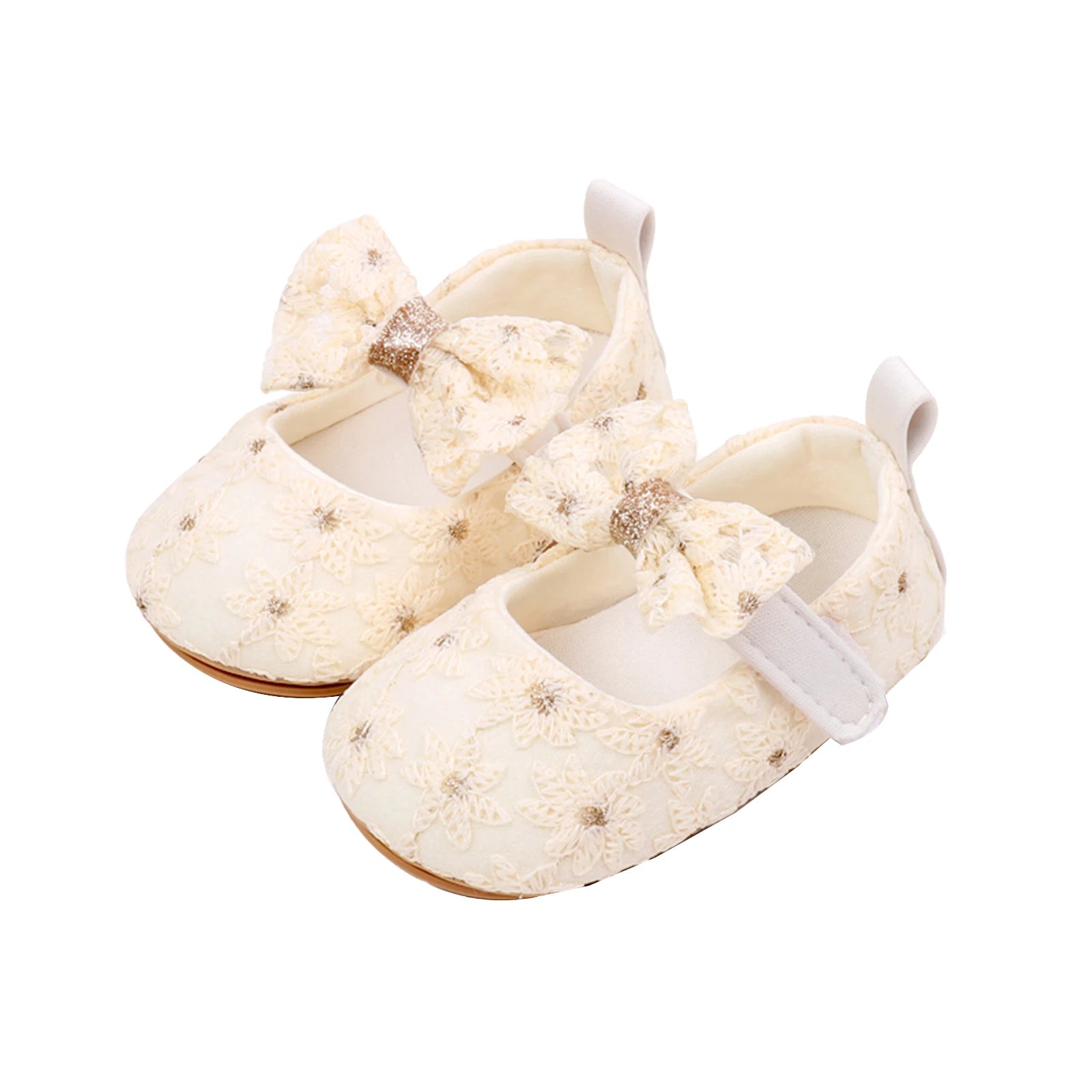 Newborn Baby Girls Mary Jane Flats Cute Bowknot Wedding Dress Shoes Non-Slip First Walkers Embroidery Flower Soft Shoes