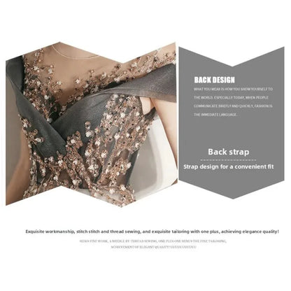 Banquet Evening Dress Dress Female 2025 New Style Temperament Company Annual Meeting Birthday Glitter Host Art Exam Tail Dress