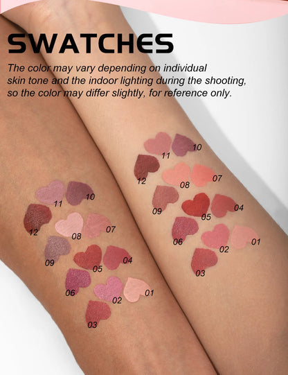 12 color matte liquid lipliner sponge gourd head fog surface bare color waterproof lip glaze red pen