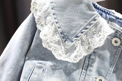 1-10 Years Baby Girls Denim Jacket New Fashion Kids Jean Coat For Girls Sweet Lace Design Princess Outerwear Children's Clothing