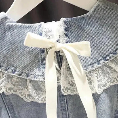 1-10 Years Baby Girls Denim Jacket New Fashion Kids Jean Coat For Girls Sweet Lace Design Princess Outerwear Children's Clothing