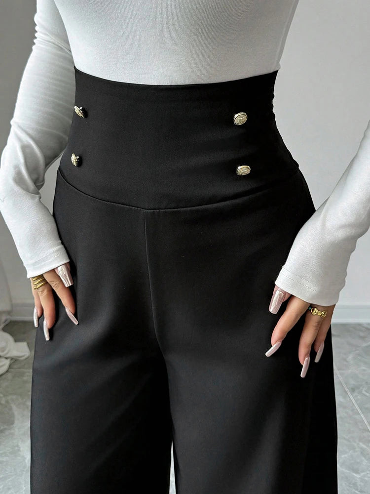 Summer Black Sexy Women Trousers New Streetwear Fashion Button Casual Slim Trousers Female Club Party Versatile Knitted Clothing