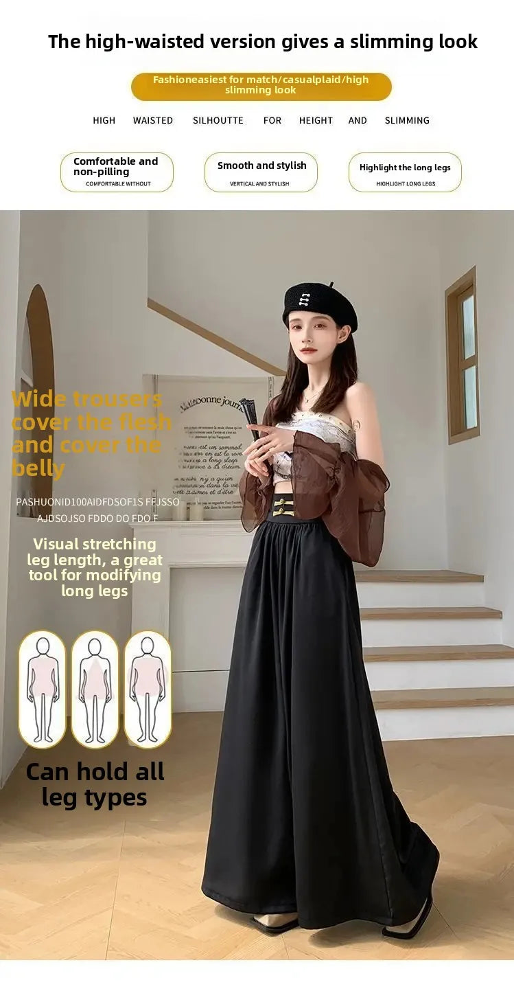 High Waist Drapey Wide Leg Casual Pants Women's Spring Summer New Chinese Design Long Trousers Southeast Asian National Style Bu