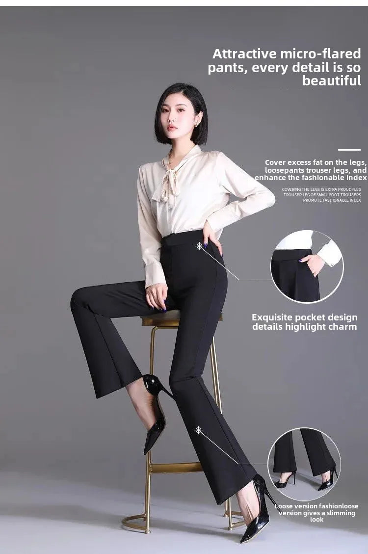 Fashionable Casual Pants Women's Slimming Micro-flared Loose Fit Korean Style Long Trousers Versatile Casual Bell Bottoms