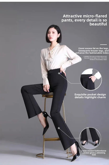 Fashionable Casual Pants Women's Slimming Micro-flared Loose Fit Korean Style Long Trousers Versatile Casual Bell Bottoms