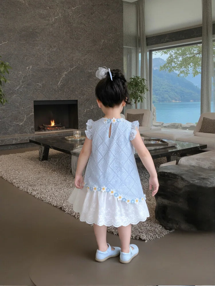 New Children's Fly-sleeved Skirt Summer Dress Girls Princess Dress Girls Vest Skirt