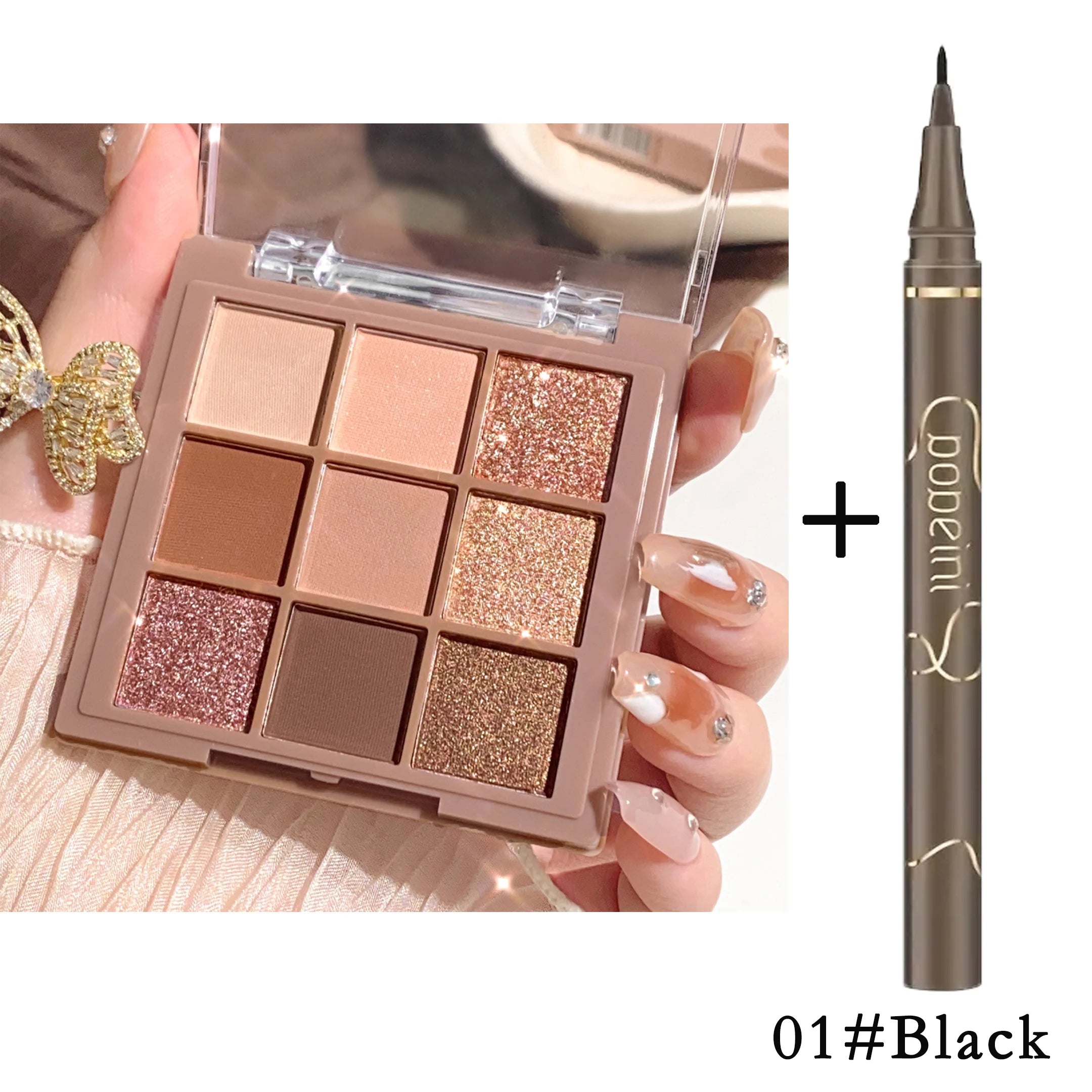 Luxurious  color eyeshadow palette - Velvet matte and shimmer effect, durable waterproof, berry, brown and nude tones