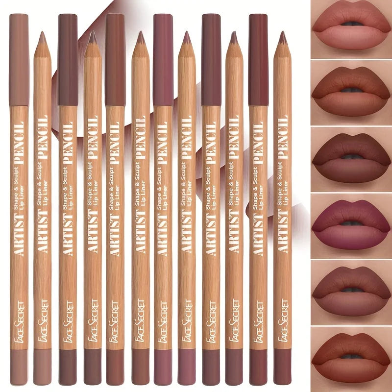 Velvet Matte Lip Liner Set - Long-Lasting Versatile Shades Longlasting Lip Makeup Berry, Brown, Pink Lip Pencil
