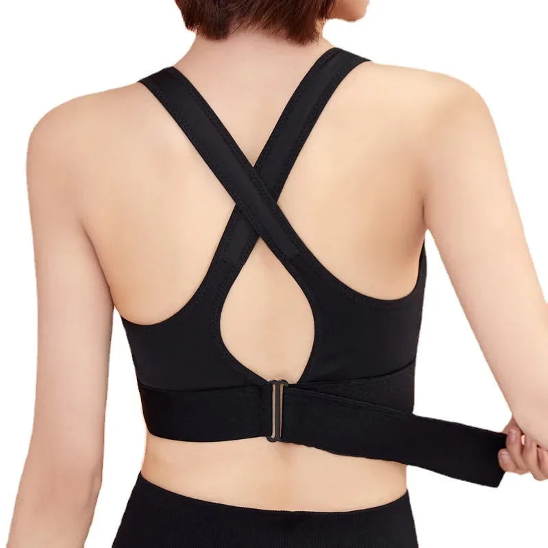 Sports Bras For Women Front Zipper Adjustable Strap Shockproof Elastic Fitness Athletic Brassiere Slim Yoga Crop Top