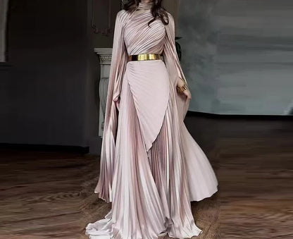 Elegant Party Dress for Women Temperament Fashion 2025 Fall Winter New Batwing Sleeve Shawl Split Vestidos Evening Long Dresses