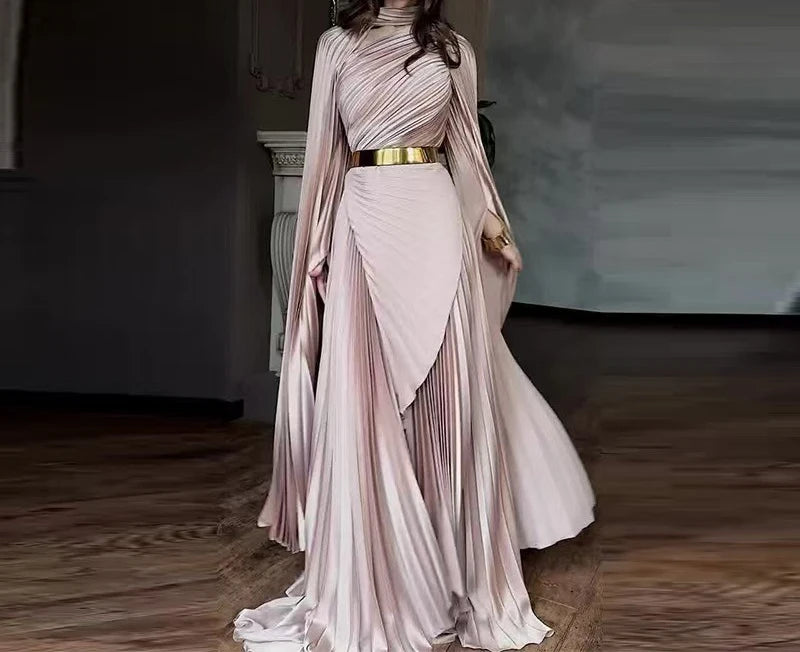 Elegant Party Dress for Women Temperament Fashion  Fall Winter New Batwing Sleeve Shawl Split Vestidos Evening Long Dresses