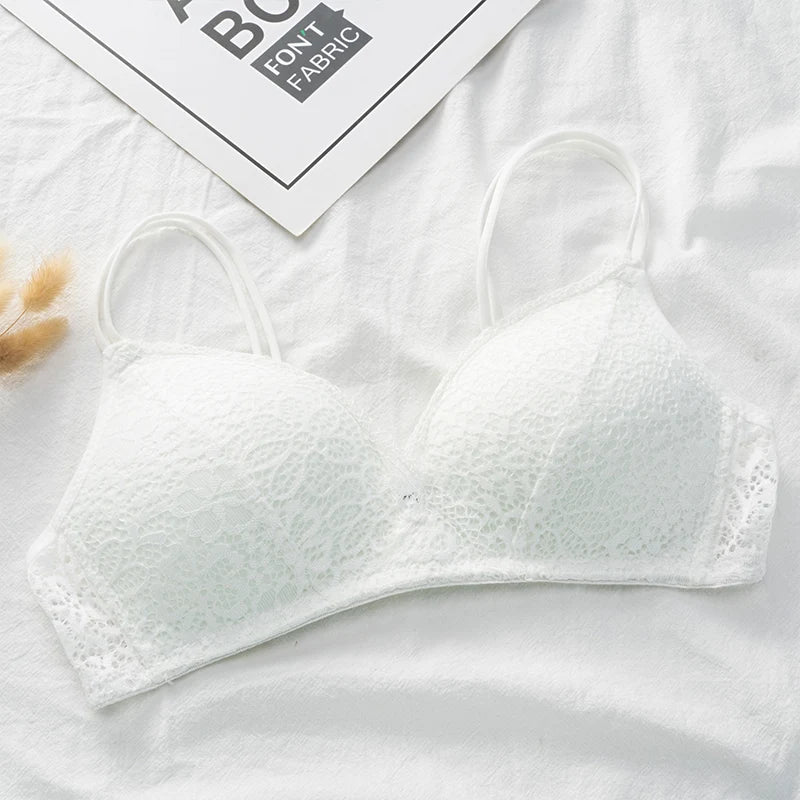 Women Bra Sexy Lace Bralette Floral Wireless Bra Female Comfortable Underwear Soft Solid Color Adjusted-straps Lingerie
