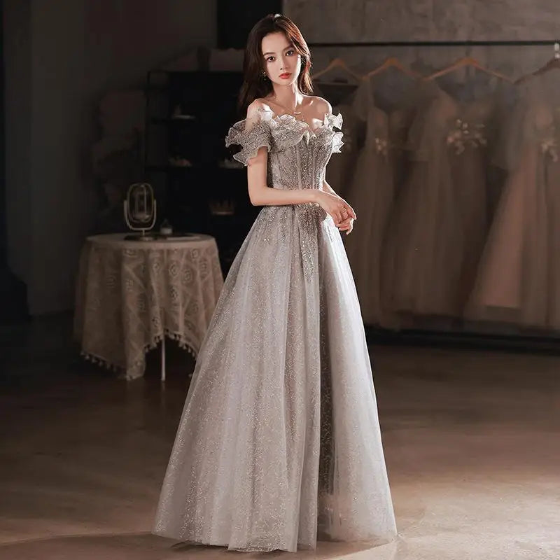 Banquet Evening Dress for Women New Style Spring and Summer One Shoulder Elegant Annual Meeting Host Fairy Style Birthday Dress
