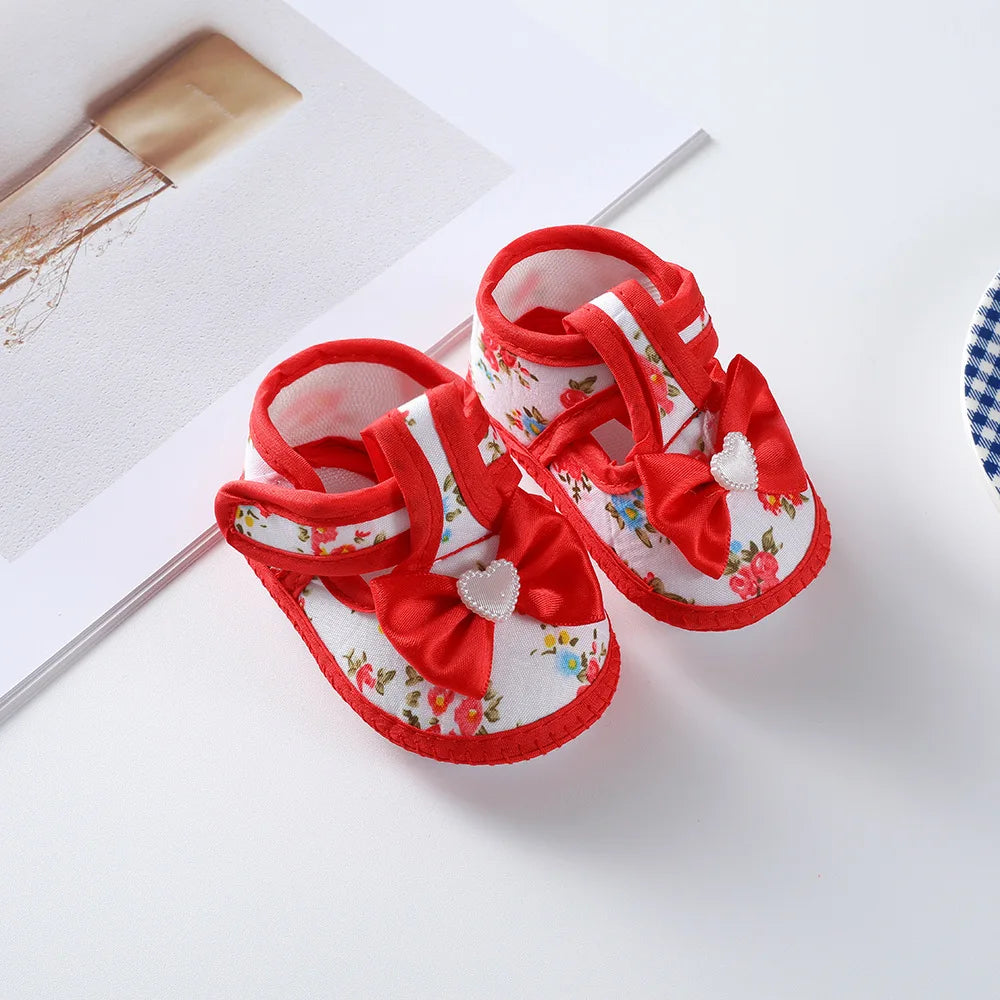 Newborn Baby Boy Girls Shoes Spring Autumn Lovely Floral Embroidery Anti-Slip Sneaker Crib Shoes Soft Cotton Cute First Walkers